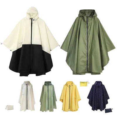 Durable 3-In-1 Adult Rain Poncho | Waterproof Cloak Raincoat with Zipper & Pockets | Custom for Outdoor Hiking Cycling Camping