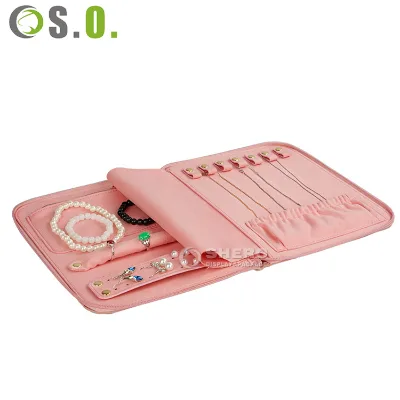 Durable Mini Portable Zipper Jewelry Organizer Various Colors Grain Custom Factory Price Travel Personal Jewelry Store Storage
