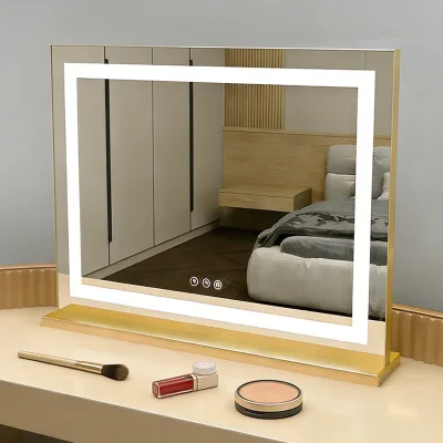 Duobao LED Makeup Mirror Desktop Illuminated Vanity Mirror Metal Frame Three-Color Lighting for Home Use New-Style Smart Mirror