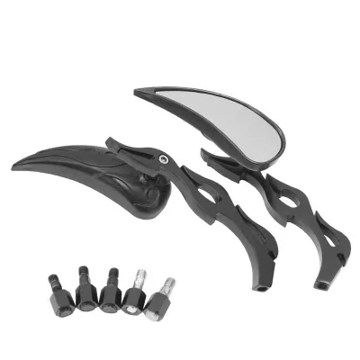 Motorcycle Modified Rearview Mirror Electric Car Reversing Mirror Cool Black Classic Flame Tear Drop Rearview Mirror