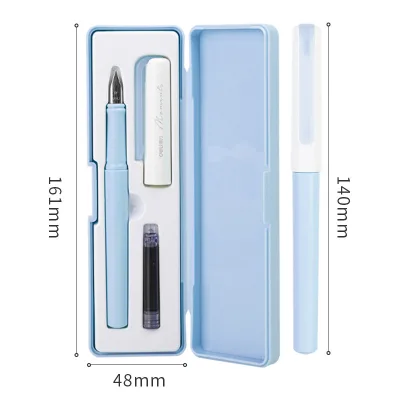 Deli A932 Erasable Fountain Pen Set Kawaii Stationery 0.3mm Ink Sac Blue Black School Business Office Writing Fountain Pen High Quality