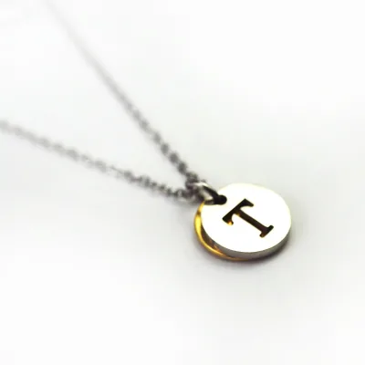 Women Letter Jewelry Alphabet Charm Necklace Two Tone Letter Necklace