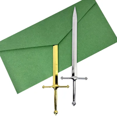 Factory Custom Gods Design Business Card Letter Opener Knife Metal Sword Custom Letter Opener