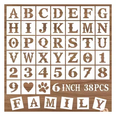 38 Pcs Alphabet DIY Craft Stencils 6 Inch Letter Stencils and Numbers Plastic Drawing Templates