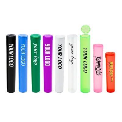 Custom Logo Plastic Pop Top Tube Case Round Storage Container for Rolling Paper Cone D19H116mm