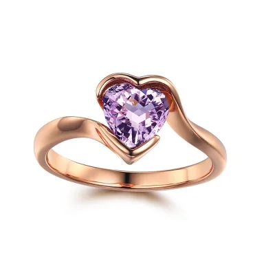 Women's Amethyst Crystal Amethyst Gemstone Heart Shape Amethyst Ring for Wedding