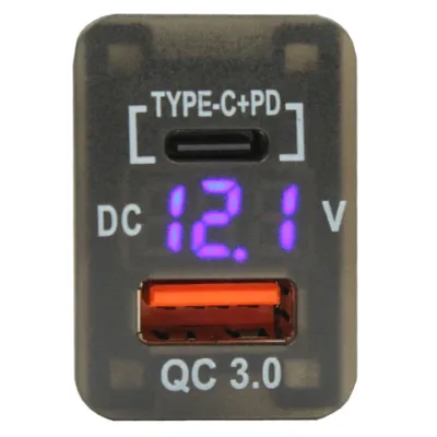 PD Type C QC3.0 USB Port Car Quick Charger 12-24V Voltmeter LED Car Power Adapter for Toyota Landcruiser Hilux FJ Cruiser