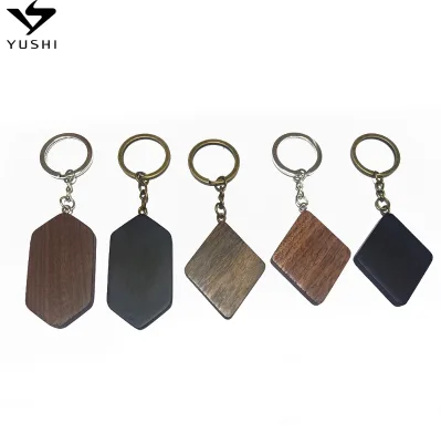 2025 High Quality Walnut Blank Key Ring Keychain Wood Customized Laser Engrave Logo Wood Keyholder
