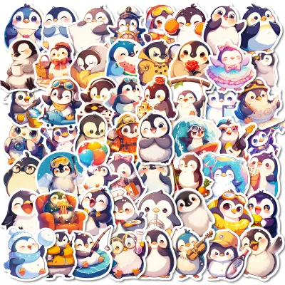 56Pcs Waterproof for Laptop Notebook Water Cup Luggage Decal DIY Decoration Stickers Gifts Cute Ins Style Penguin Stickers