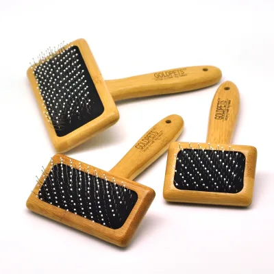 Quality Assurance Pet Rubber Pad Bamboo Handle Dog Undercoat Grooming Deshedding Tool Bamboo Slicker Brush Pet Brush