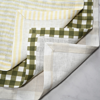 Custom Plaid Printing Handmade Dinner Table Linen Napkins Cloth for Restaurant