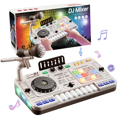Children's Beginner Educational Electric Musical Instruments Keyboard Simulation Multifunction Microphone Dj Mixer Toys for Kids