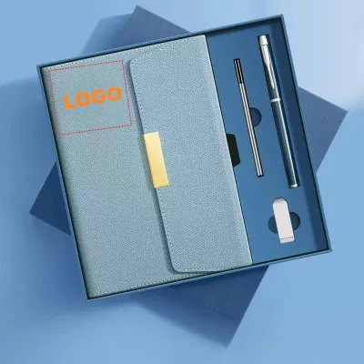 Custom Luxury Set Pu Leather Soft Leather Skin Feel Office Convenience A5 Notebook Set for Business Travel Essential Tools