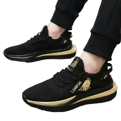 1 Pair of Lightweight Breathable Men's Sport Sneakers Soft Bottom for Running & Walking Tie-Back Scarf Design Mesh Insole Autumn