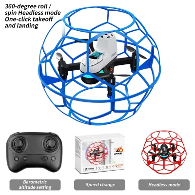 YL16 Soccer Pattern LED Light Mini Drone With Protective Cage for Kids Beginners Indoor Outdoor RC Quadcopter Toy Gift