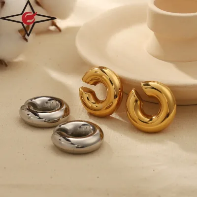 Fashion Smooth Stainless Steel Drop Earrings Clip-On Big Earring Vintage Clip on Earrings for Girls
