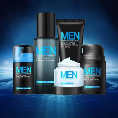 Men Face Cleanser Toner Face Cream Sleeping Mask Lotion Kit Deep Cleaning Oil Control Anti Aging Moisturizing Men Skin Care Set