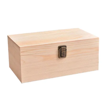 High Quality Folk Art Style Rectangular Wooden Jewelry Storage Boxes Solid Wood with Eco-Friendly Flip Cover Engraved Carving