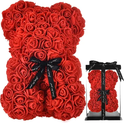 Wholesale  Valentine Teddy Rose Bear Artificial Flower Rose Bear for 2023 Valentine's Day Gift