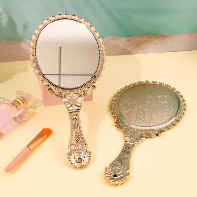 Wholesale Oval Retro Hand Mirror Cosmetic Mirrors Vintage Hand Held Makeup Mirror for Women