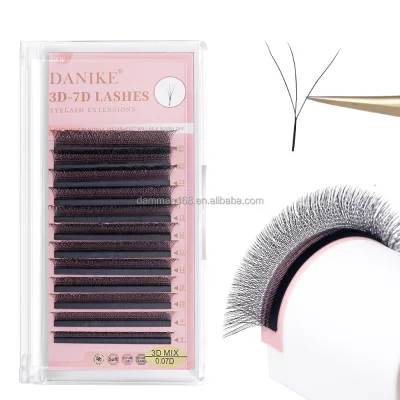 Free Shipping W Eyelash Extension 3D Volume Premade Fan 0.07mm C/D Mix 8-15mm Matte Black Lash Extension for Professional