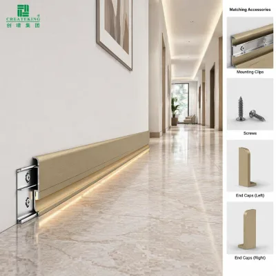 Premium Indirect Lighting LED Floor Molding Metal Baseboard Profile for Commercial Hotel and Residential Interior Design