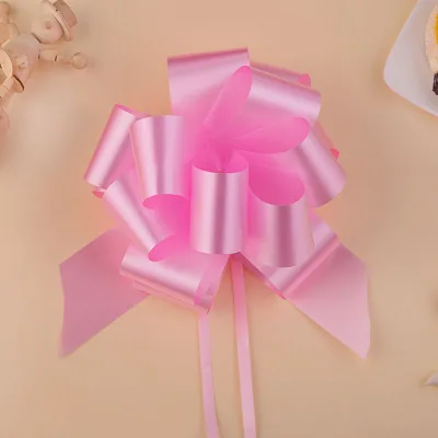 E-Magic Hot Sale Customize Polyester Solid Promotional Wedding  Christmas Packaging Pull Pre-Tie Bow Pre Made Satin Ribbon Bow