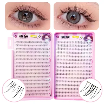 Wholesale Handmade 32 Rows Mixed Lower Eyelashes Manga Single Cluster Segmented Fan Eyelashes