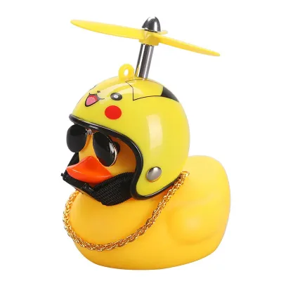Hot Selling Soft Cute Bike Lights Bicycle Bell Rubber Motorcycle Horn Small Yellow Duck With Helmet Bicycle Accessories Duck