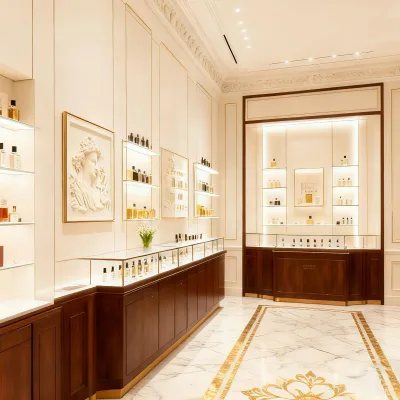 Wood MDF Perfume Bottle Display Cabinet Luxurious Perfume Display Cabinet Glass Display Cabinet Perfume Stand