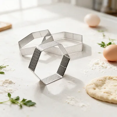 Stainless Steel Hexagonal Shape Hole-punched French Mousse Mold Multi-sided Tower Mold Kitchen Cookie Baking Mold Waterproof