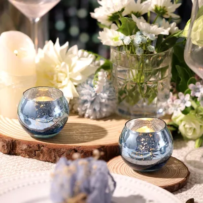 Small Table Candle Cup European American Christmas Electroplated Spotted Glass Business Gift DIY Scented Candles Empty Cup
