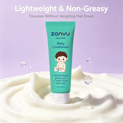 Aloe Baby Hair Conditioner Detangler Kids 0-3 Herbal 240g Refreshing Customizable Formula Packaging OEM Care 3 Year Shelf Skin
