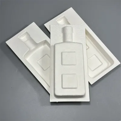 White Pulp Tray of Wine and Liquor Bottle Internal Support Biodegradable Package Suitable for All Types of Packaging