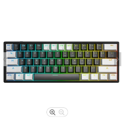 K620 61-Keys True Mechanical USB Keyboard ABS Keycaps with Breathing Light for Gaming