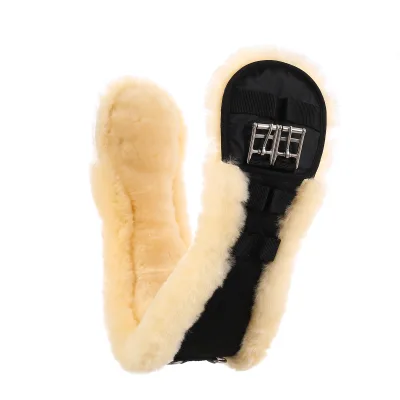 Factory Wholesale 40-85cm Long Sheepskin D Ring Dressage Saddle Girth Lambskin Horse Girth Racing Equipment for Equestrian