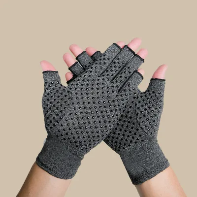 Breathable Anti-slip Silicone Textured Fingerless Compression Arthritis Hand Gloves