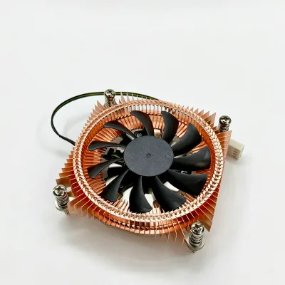 75W Low Profile ITX CPU Heatsink Single Copper Heat Pipe Full Copper Base Copper Fins 90x90x18.3mm Mini Chassis Cooling Radiator