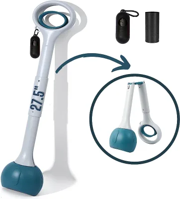 Dog Pooper Scooper - Long Handle Poop Scoop for Yard with Bag Attachment
