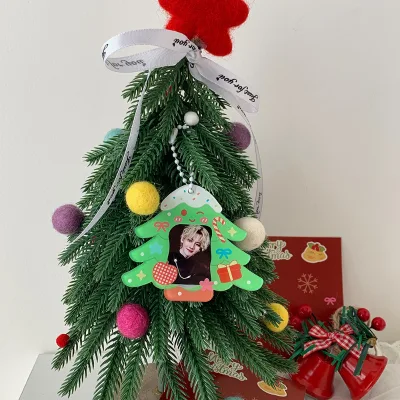 Mini Christmas Gift Acrylic 1-inch Photo Card Holder HandBag Charm Creative Christmas Tree Shape Apple Shape Welcome to Order