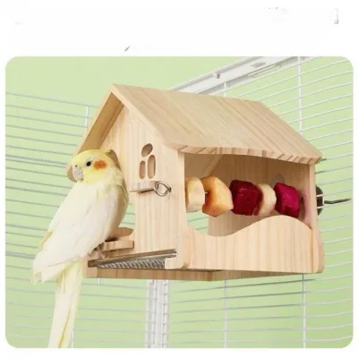 Retractable Bottom Net Bird Nest Parrot Wooden House tiger Skin Budgie Monk Xuanyun Small House Little Sun Hiding House Toy