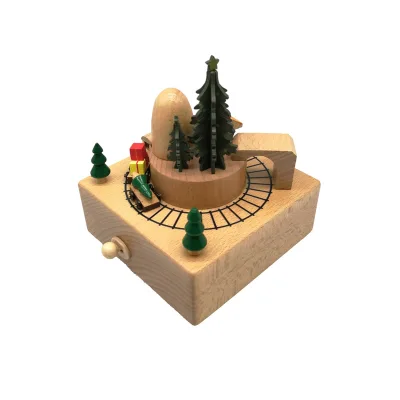 Wooden Music Box Wind-up Music Box Rotating Ferris Wheel Ornament Music Box