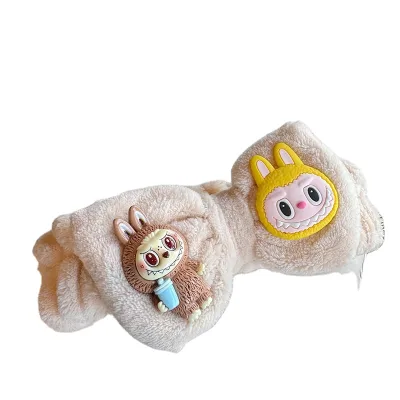 Linda Cute Cartoon Labubu Monster Face Tie Hair Band Makeup Mask Special Headband New Labubu Wash Headwear