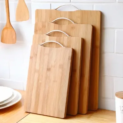 Customizable Eco-Friendly Bamboo Cutting Board Rectangle Chopping Block Set with Handle