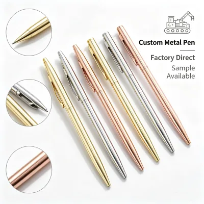 Metal Retractable Ballpoint Pens Stylish Elegant Gold Silver Rose Gold Finish Smooth Writing Tools for Office Work Business Gift