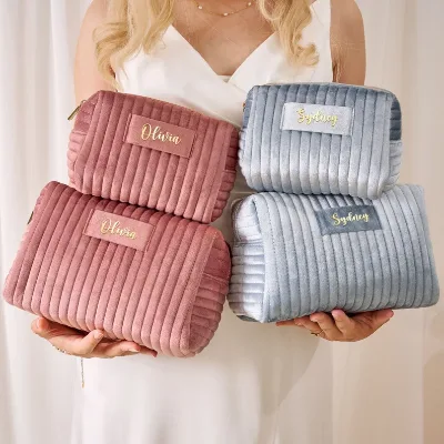 Makeup Personalised Bridesmaid Bag Wedding Gift Travel Toiletry Cosmetic Birthday Gift Wedding Favors Velvet Pouch Bag