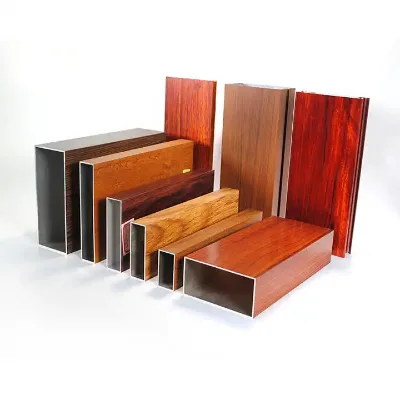 Colorful Wooden Grain Aluminum Alloy Extrusion Tube Anti-scratch Anticorrosion Bending/Welding Capable for Furniture Decoration