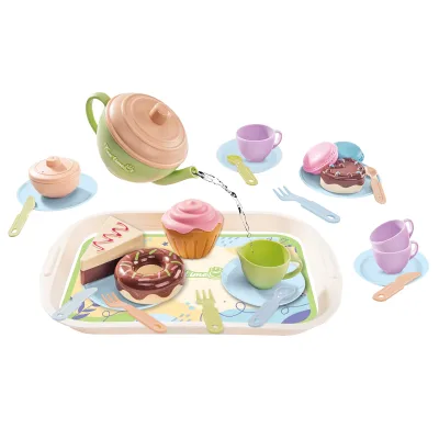 Teapot Set of 30 Pieces Children Role Play Pretend Cake Tea Party Set Pretend Play Tea Set Toy Kitchen Play Set