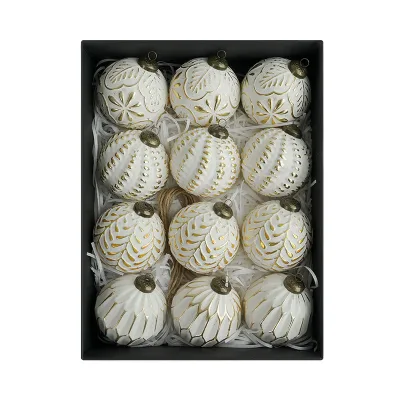 Best Price for 8cm PVC Material Christmas Ball Ornament Set 12-piece Vintage-Style Tree Decorative Hanging in a Gift Box