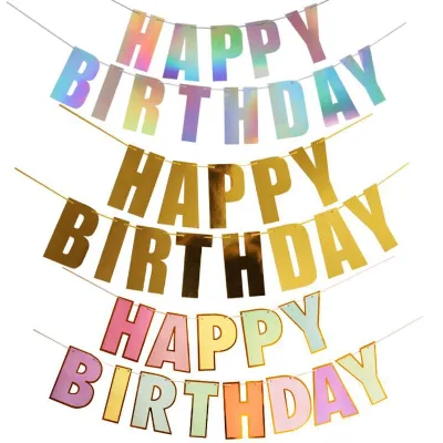 New Design Custom Laser Birthday Flag Oem Happy Birthday Banner Bunting Flag Decoration Party